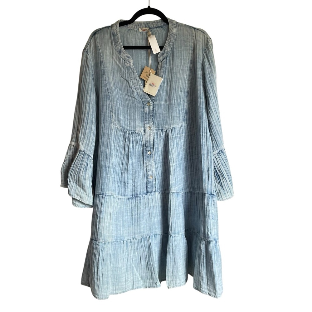 Faherty Dream Cotton Gauze Kasey Dress in Light Indigo Wash NWT - Picture 5 of 16